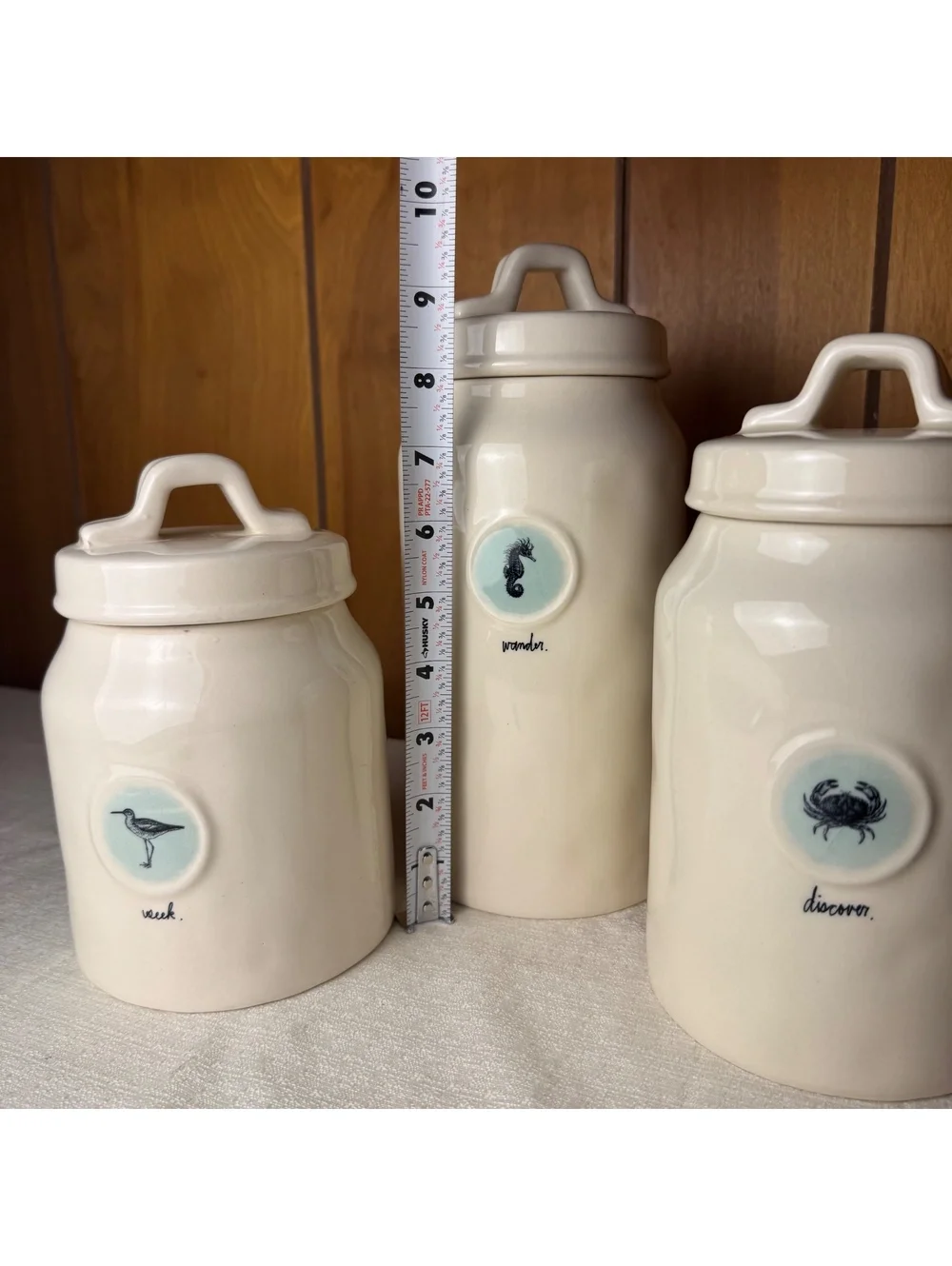 Rae Dunn Coastal Canister Set Seek Wander Discover Sea Life Rare Retired